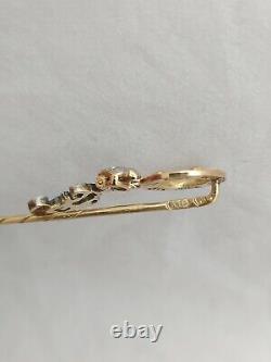 Antique Imperial Russian Faberge Lapel Pin Brooch Gold 56 Diamond Nicholas II