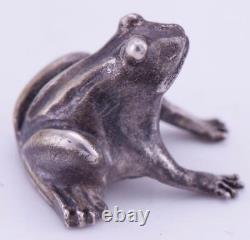 Antique Imperial Russian Faberge Miniature Silver Frog Figurine c1908