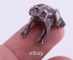 Antique Imperial Russian Faberge Miniature Silver Frog Figurine c1908