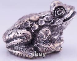 Antique Imperial Russian Faberge Silver Frog Figurine c1890's by J. Rappoport