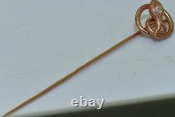 Antique Imperial Russian Faberge Snake Brooch Tie Pin 14k Gold Diamond Boxed