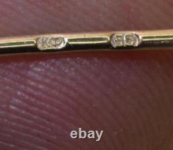 Antique Imperial Russian Faberge Snake Brooch Tie Pin 14k Gold Diamond Boxed