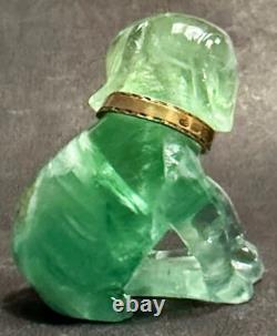 Antique Imperial Russian Fluorite Gilt 84 Silver Dog Figurine