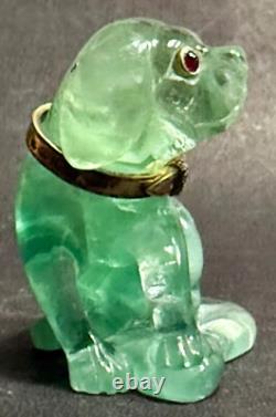 Antique Imperial Russian Fluorite Gilt 84 Silver Dog Figurine