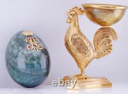Antique Imperial Russian Gilt Bronze Hard Stone Easter Egg Nicholas II Monogram