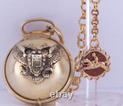 Antique Imperial Russian Gilt Silver Ball Shape Pocket Watch Verge Fusee c1800