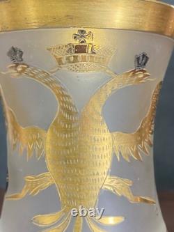 Antique Imperial Russian Glass Factory Double Headed Eagle Tsar Nicholas Romanov