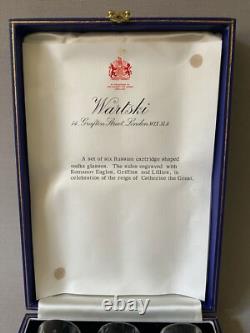 Antique Imperial Russian Glass Factory Vodka Shot Cartridge Glasses Tsar Romanov Antique Imperial Russian Glass Factory Vodka Shot Cartridge Glasses Tsar Romanov