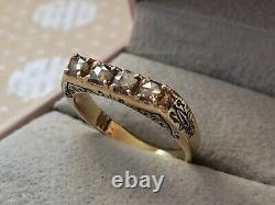Antique Imperial Russian Gold 56 14K Ring Champagne Diamond Jewelry Size 8.5
