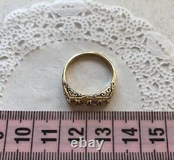 Antique Imperial Russian Gold 56 14K Ring Champagne Diamond Jewelry Size 8.5