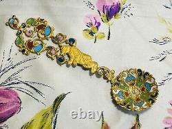 Antique Imperial Russian Gold Champleve Rainbow Enamel Bear Spoon Like Cloisonne
