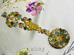 Antique Imperial Russian Gold Champleve Rainbow Enamel Bear Spoon Like Cloisonne