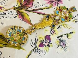 Antique Imperial Russian Gold Champleve Rainbow Enamel Bear Spoon Like Cloisonne