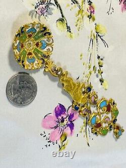 Antique Imperial Russian Gold Champleve Rainbow Enamel Bear Spoon Like Cloisonne
