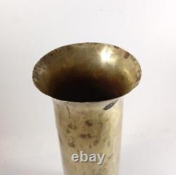 Antique Imperial Russian Hammered Brass Vase, 8 Tall