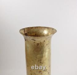 Antique Imperial Russian Hammered Brass Vase, 8 Tall