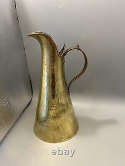 Antique Imperial Russian Hammered Brass W Copper Trim Water Pitcher Maker's Mark