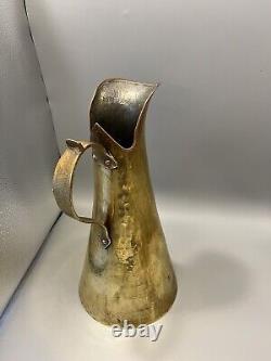 Antique Imperial Russian Hammered Brass W Copper Trim Water Pitcher Maker's Mark