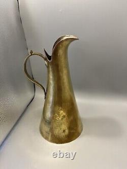 Antique Imperial Russian Hammered Brass W Copper Trim Water Pitcher Maker's Mark