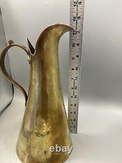 Antique Imperial Russian Hammered Brass W Copper Trim Water Pitcher Maker's Mark
