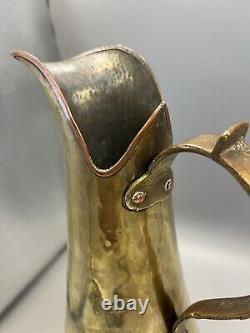 Antique Imperial Russian Hammered Brass W Copper Trim Water Pitcher Maker's Mark