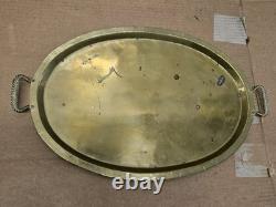 Antique Imperial Russian Hand Hammered Oval Brass Tray Handles 22 1800s Mark