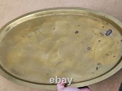 Antique Imperial Russian Hand Hammered Oval Brass Tray Handles 22 1800s Mark