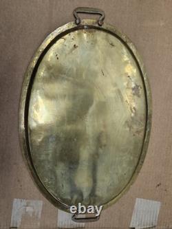Antique Imperial Russian Hand Hammered Oval Brass Tray Handles 22 1800s Mark