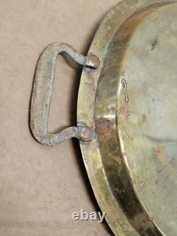 Antique Imperial Russian Hand Hammered Oval Brass Tray Handles 22 1800s Mark