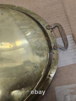 Antique Imperial Russian Hand Hammered Oval Brass Tray Handles 22 1800s Mark