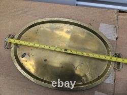 Antique Imperial Russian Hand Hammered Oval Brass Tray Handles 22 1800s Mark