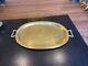 Antique Imperial Russian Hand Hammered Oval Brass Tray With Handles