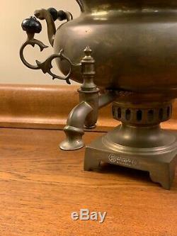 Antique Imperial Russian Heavy Brass Samovar 34 Table Lamp Dated 1870 SUPERB