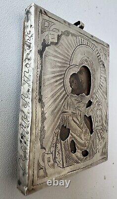 Antique Imperial Russian Icon Sterling Silver Vladimirskaya Mother of God 1866