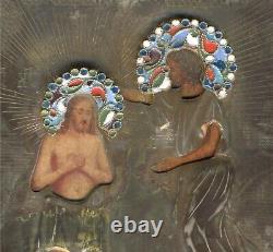 Antique Imperial Russian Icon Sterling Silver the Baptism of the Lord (55700)