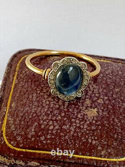 Antique Imperial Russian K. Faberge 18k 72 Gold Diamond Sapphire Ring