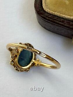 Antique Imperial Russian K. Faberge 18k 72 Gold Diamond Sapphire Ring