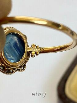 Antique Imperial Russian K. Faberge 18k 72 Gold Diamond Sapphire Ring