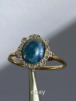 Antique Imperial Russian K. Faberge 18k 72 Gold Diamond Sapphire Ring