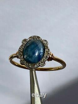 Antique Imperial Russian K. Faberge 18k 72 Gold Diamond Sapphire Ring