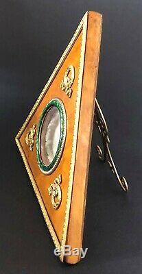 Antique Imperial Russian Karelian Birch Enameled Picture Frame