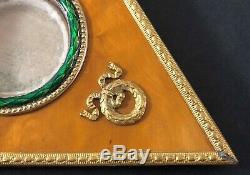 Antique Imperial Russian Karelian Birch Enameled Picture Frame