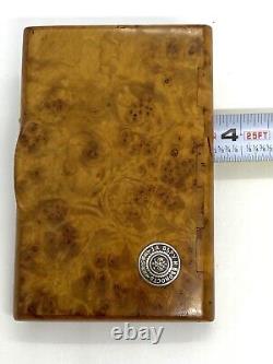 Antique Imperial Russian Karelian Birch Sterling Silver Large Cigarrette Case