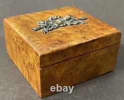 Antique Imperial Russian Karelian Birch and 84 Silver Faberge Jewelry Box