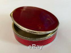 Antique Imperial Russian Karl Faberge 88 Solid Silver Red Guilloche Enamel Box