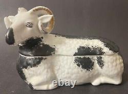 Antique Imperial Russian Kuznetsov Porcelain Ram Butter Dish