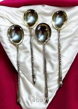 Antique Imperial Russian Late 1800's 84 Silver Engraved Caviar Spoons