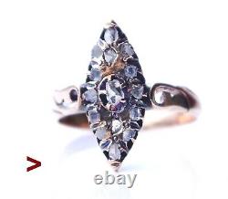 Antique Imperial Russian Lodka Ring solid 56 /14K Gold Diamonds Ø6.5US /3.2gr