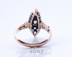 Antique Imperial Russian Lodka Ring solid 56 /14K Gold Diamonds Ø6.5US /3.2gr