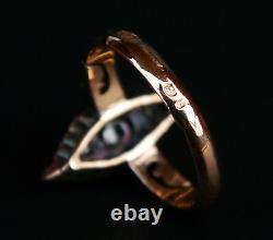 Antique Imperial Russian Lodka Ring solid 56 /14K Gold Diamonds Ø6.5US /3.2gr